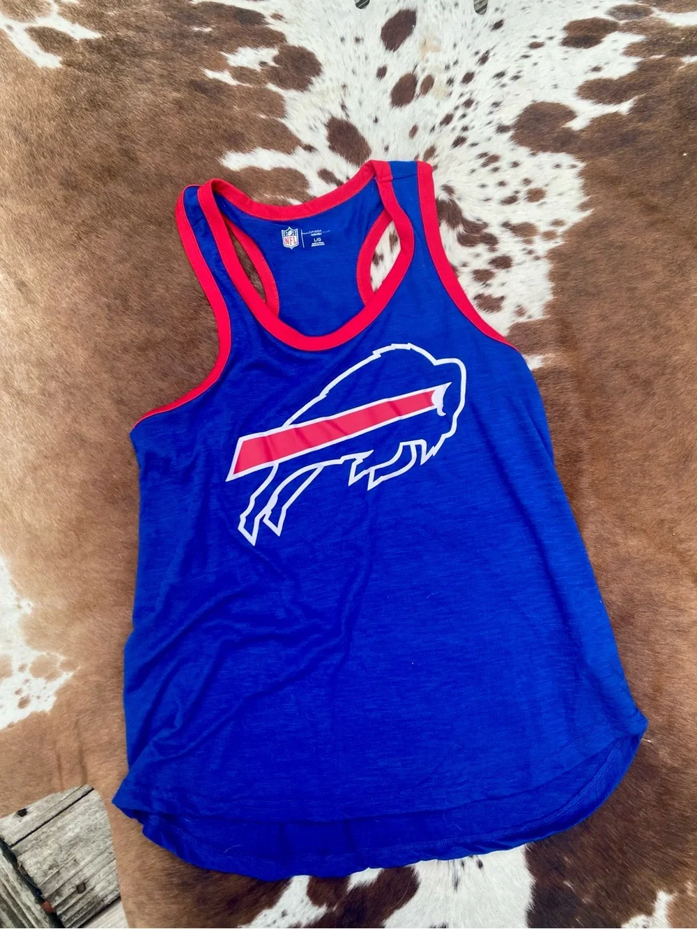 Buffalo Bills  Racerback Tank Top with Red Trim Sz L